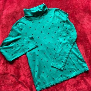 St. John’s Bay women’s Teal mock turtleneck long sleeve Terrier pattern top